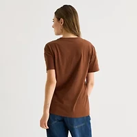 Bambi And Thumber Boyfried Tee Womens Juniors Crew Neck Short Sleeve Regular Fit Graphic T-Shirt