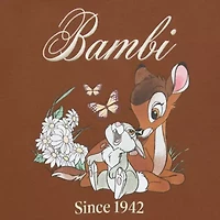 Bambi And Thumber Boyfried Tee Womens Juniors Crew Neck Short Sleeve Regular Fit Graphic T-Shirt