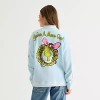 Womens Grinch Fleece Midweight Juniors Bomber Jacket