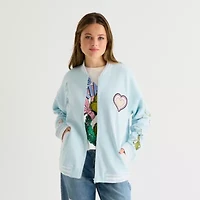Womens Grinch Fleece Midweight Juniors Bomber Jacket