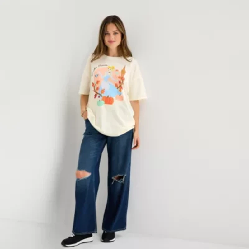 Cinderella Pumpkin Princess Oversized Tee Womens Crew Neck Short Sleeve Juniors Graphic T-Shirt