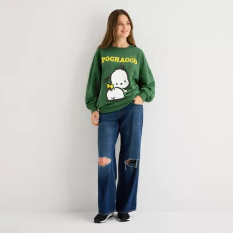 Pochacco Womens Crew Neck Long Sleeve Juniors Sweatshirt