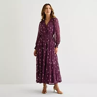 Sam And Jess Womens Long Sleeve Midi Fit + Flare Dress