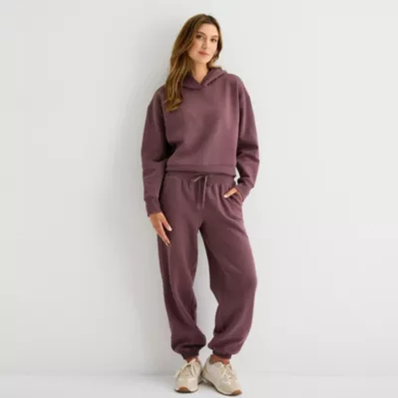 Xersion Womens Drawstring Waist Cuffed Mid Rise Tall Fleece Active Jogger Pant
