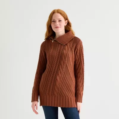St. John's Bay Tall Womens Turtleneck Long Sleeve Pullover Sweater