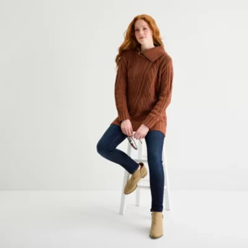 St. John's Bay Tall Womens Turtleneck Long Sleeve Pullover Sweater