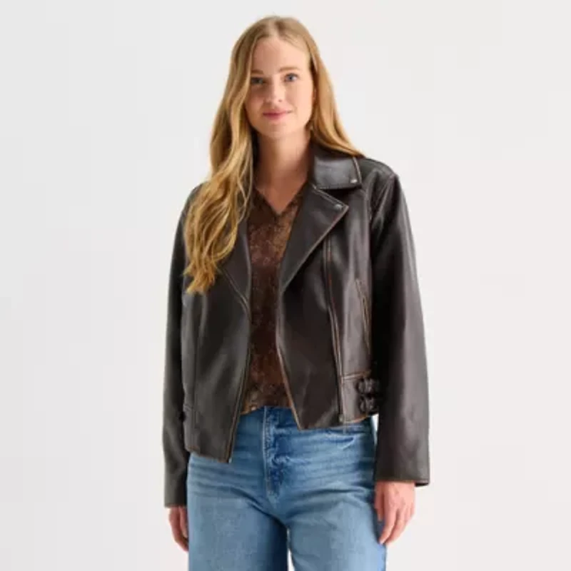 a.n.a Womens Faux Leather Lightweight Jacket