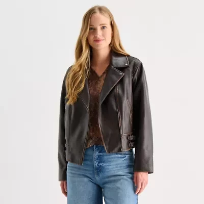 a.n.a Womens Faux Leather Lightweight Jacket