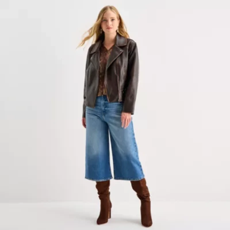 a.n.a Womens Faux Leather Lightweight Jacket