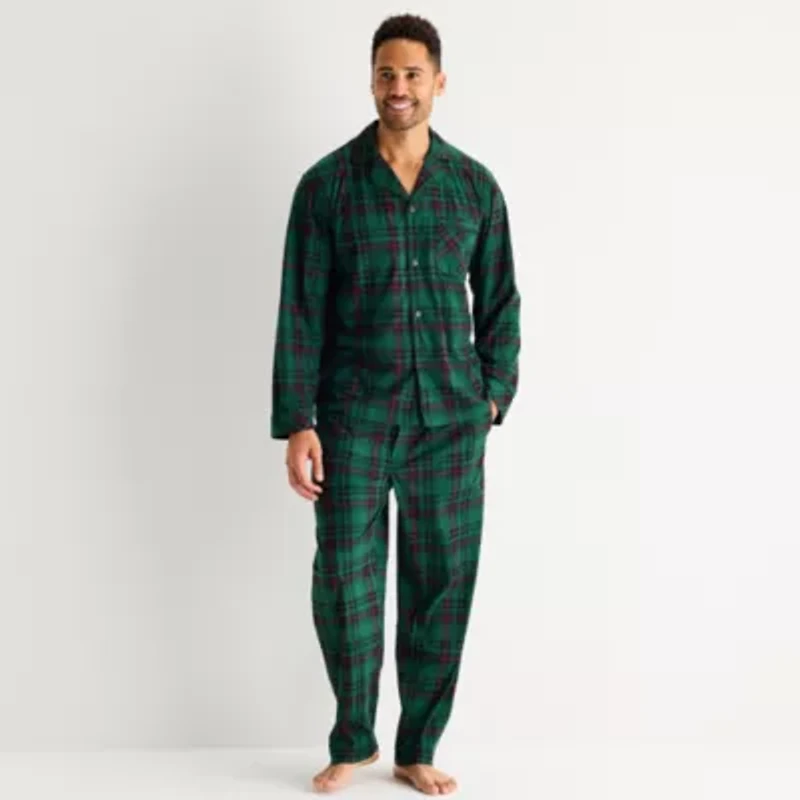 St. John's Bay Mens Fleece Long Sleeve 2-pc. Pajama Sets