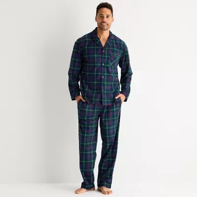 St. John's Bay Mens Fleece Long Sleeve 2-pc. Pajama Set