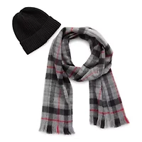 St. John's Bay Plaid Scarf And Beanie Set Plaid Oblong Scarf