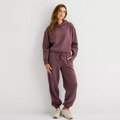 Xersion Womens Drawstring Waist Cuffed Mid Rise Fleece Active Jogger Pant
