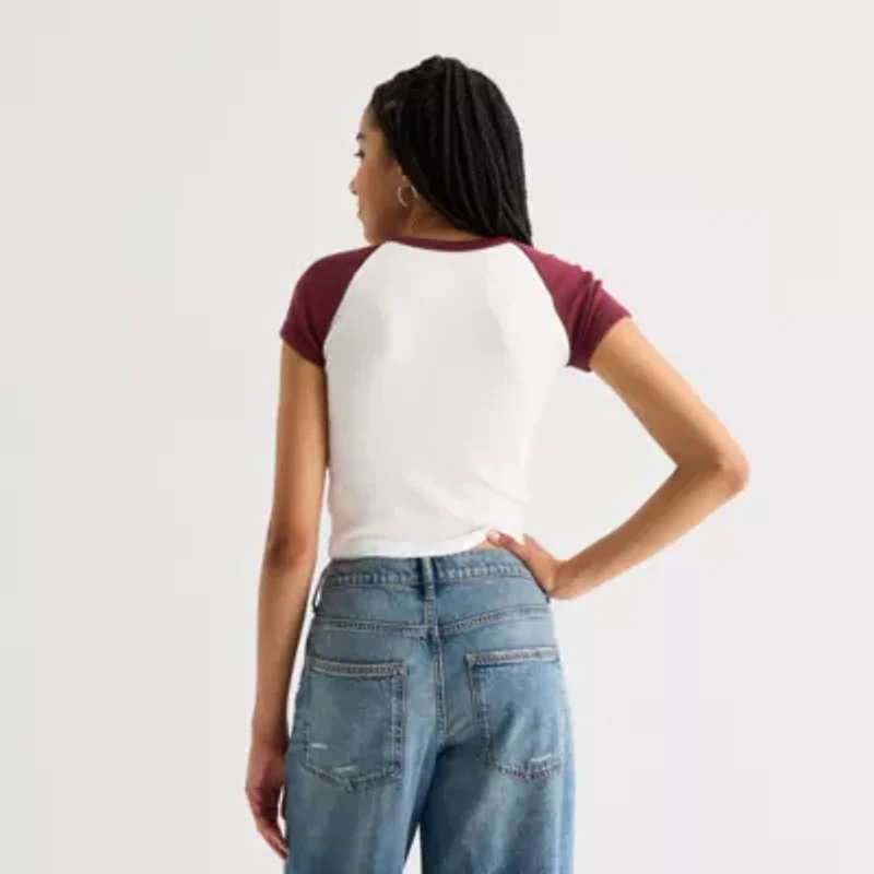 Arizona Womens Crew Neck Short Sleeve Juniors T-Shirt