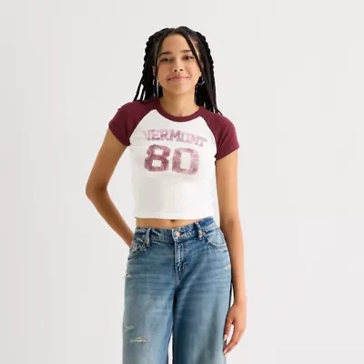 Arizona Womens Crew Neck Short Sleeve Juniors T-Shirt