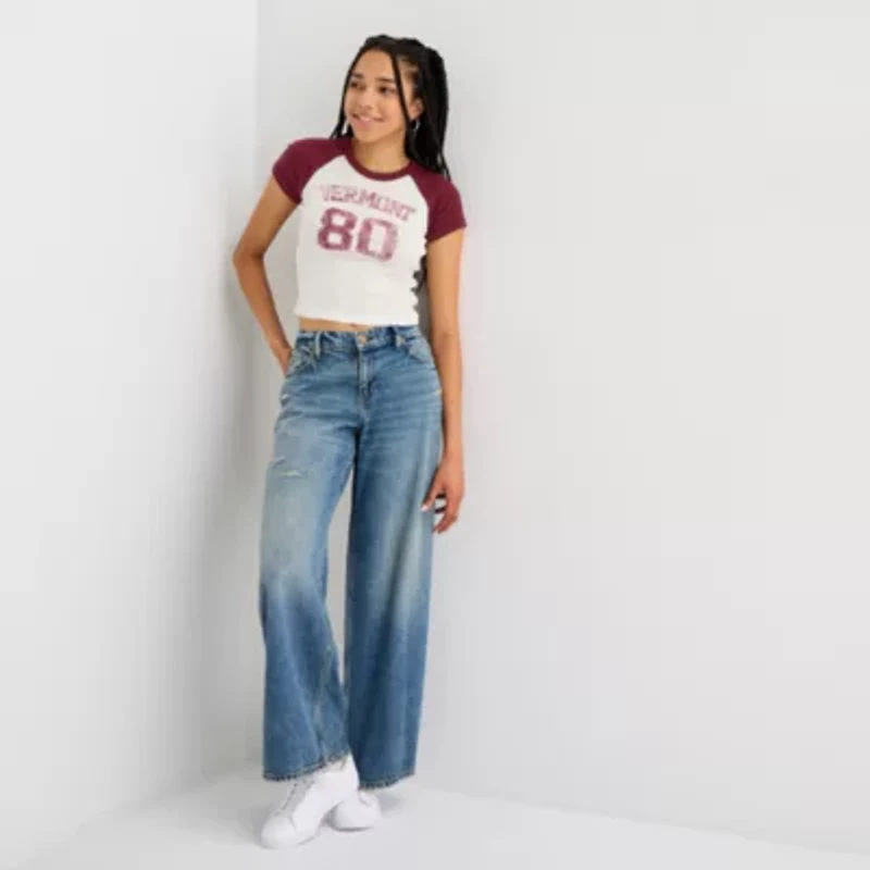 Arizona Womens Crew Neck Short Sleeve Juniors T-Shirt
