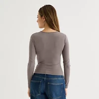 Arizona Womens Juniors Crew Neck Long Sleeve T-Shirt