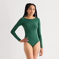 Arizona Womens Juniors Round Neck Long Sleeve Bodysuit