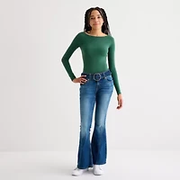 Arizona Womens Juniors Round Neck Long Sleeve Bodysuit