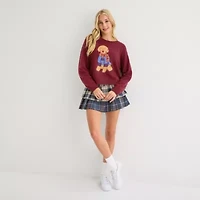 Arizona Juniors Womens Crew Neck Long Sleeve Animal Pullover Sweater