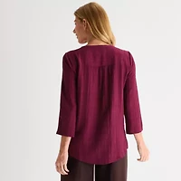 Liz Claiborne Womens Crew Neck 3/4 Sleeve Tunic Top
