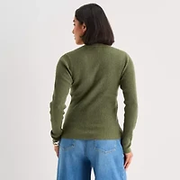 a.n.a Womens Crew Neck Long Sleeve Button Cardigan