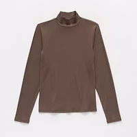 a.n.a Womens Mock Neck Long Sleeve T-Shirt