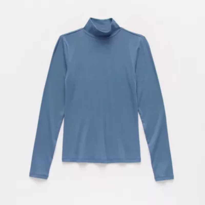 a.n.a Womens Mock Neck Long Sleeve T-Shirt