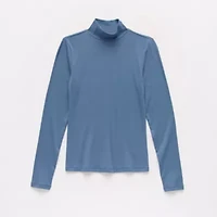 a.n.a Womens Mock Neck Long Sleeve T-Shirt
