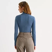 a.n.a Womens Mock Neck Long Sleeve T-Shirt