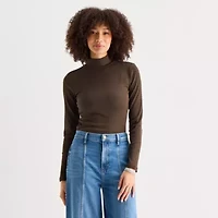 a.n.a Womens Mock Neck Long Sleeve T-Shirt