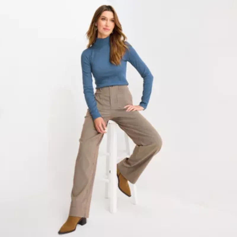 a.n.a Womens Mock Neck Long Sleeve T-Shirt