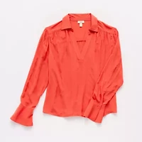 a.n.a Womens V Neck Long Sleeve Blouse