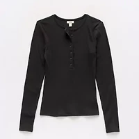 a.n.a Womens Long Sleeve Regular Fit Henley Shirt