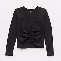a.n.a Womens Y Neck Long Sleeve T-Shirt