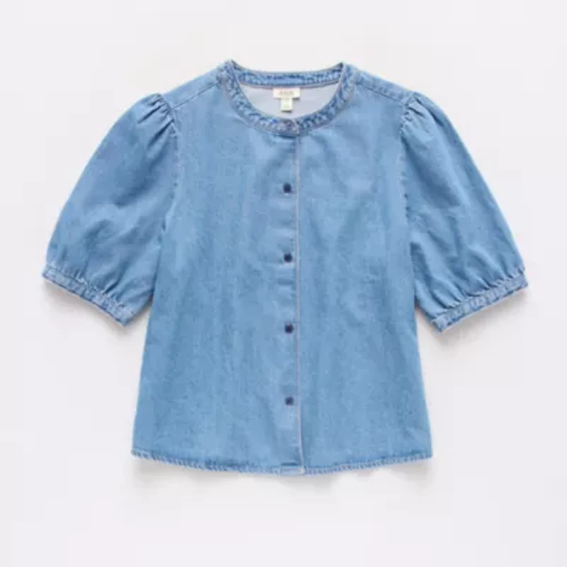a.n.a Denim Womens Elbow Sleeve Blouse