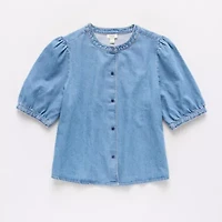 a.n.a Denim Womens Elbow Sleeve Blouse