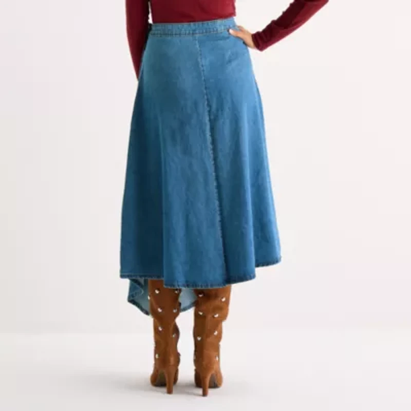a.n.a Womens High Rise Midi A-Line Skirt