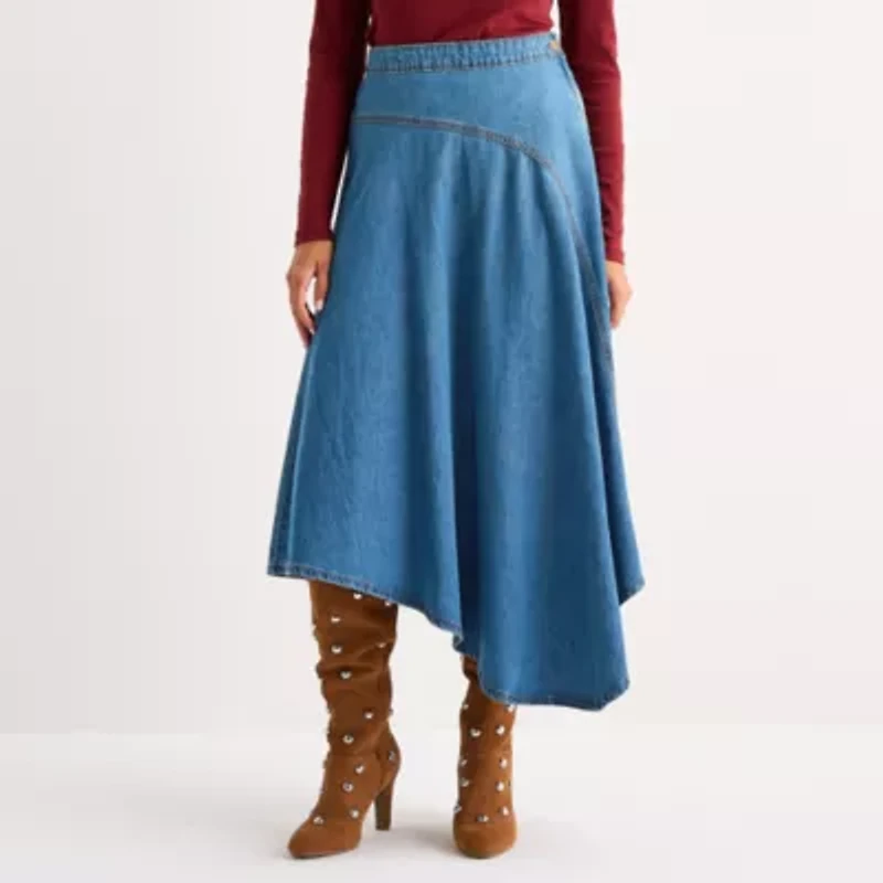 a.n.a Womens High Rise Midi A-Line Skirt