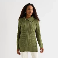St. John's Bay Womens Mock Neck Long Sleeve Pullover Sweater