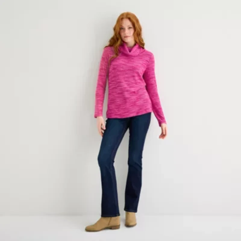 St. John's Bay Womens Cowl Neck Long Sleeve T-Shirt