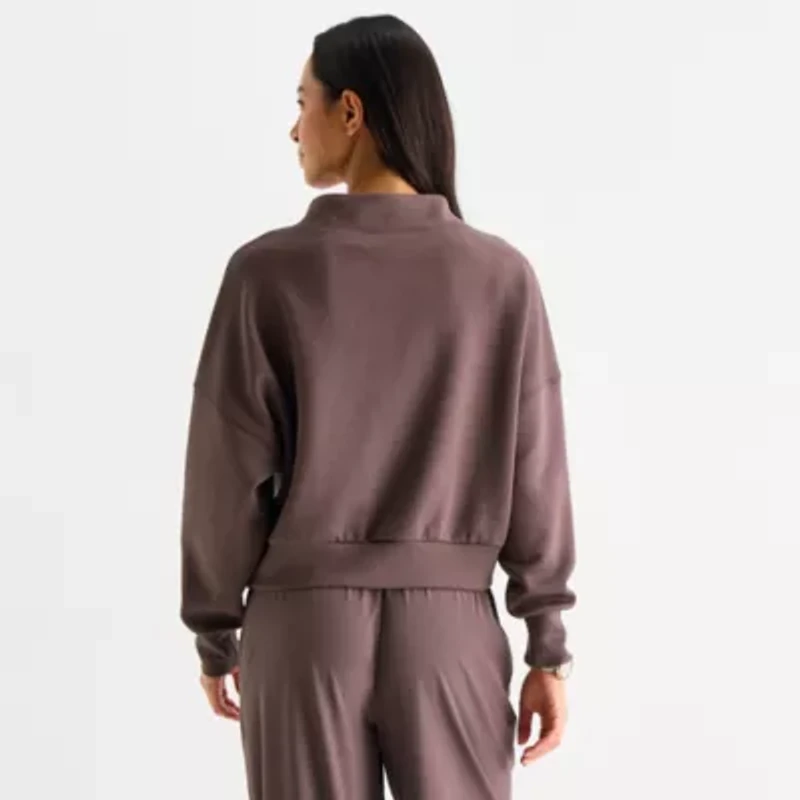 Stylus Womens Funnel Neck Long Sleeve Sweatshirt