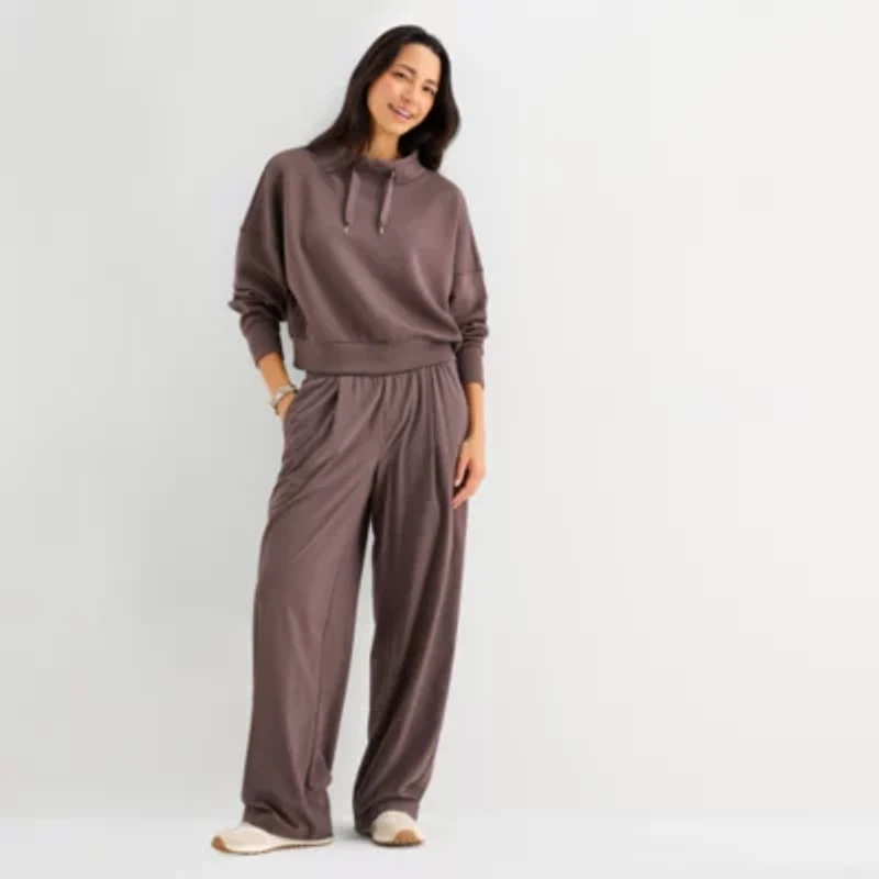 Stylus Womens Funnel Neck Long Sleeve Sweatshirt