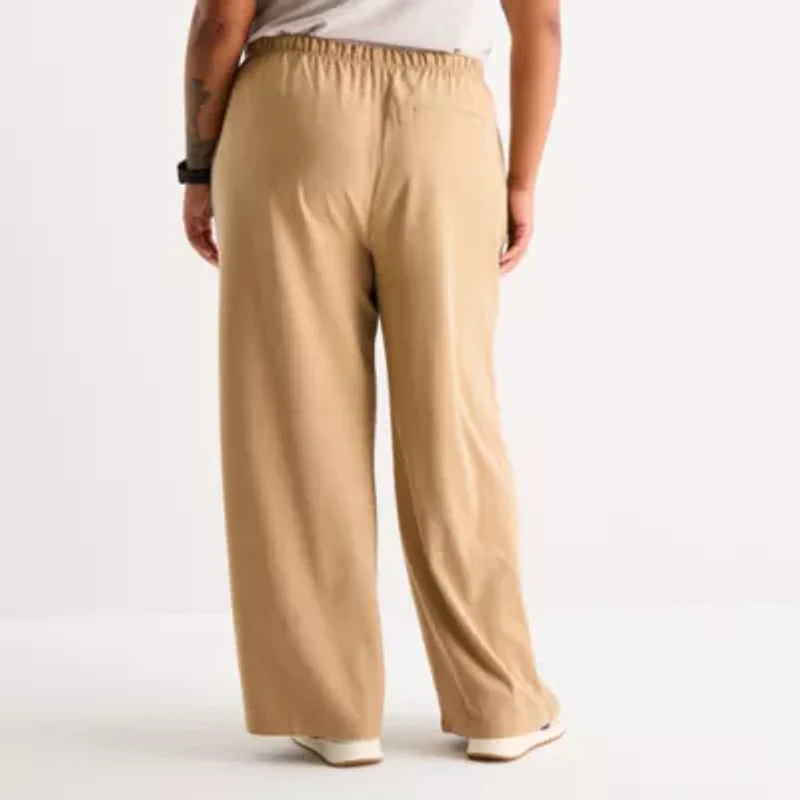 Stylus Womens Wide Leg Mid Rise Plus Trouser