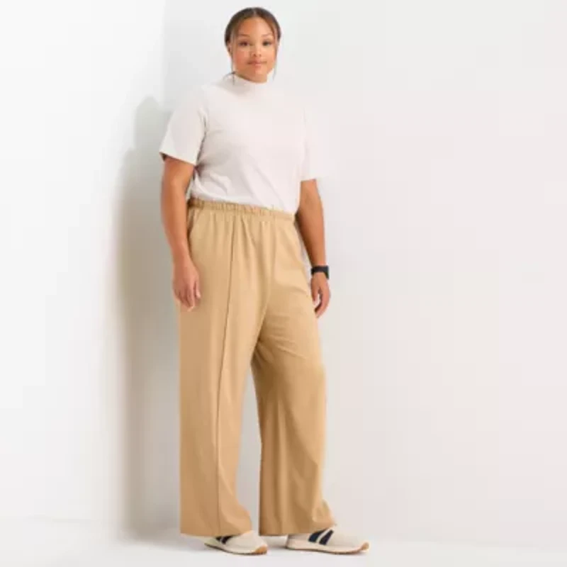 Stylus Womens Wide Leg Mid Rise Plus Trouser