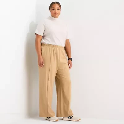 Stylus Womens Wide Leg Mid Rise Plus Trouser