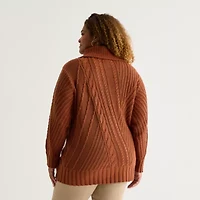 St. John's Bay Plus Womens Turtleneck Long Sleeve Pullover Sweater