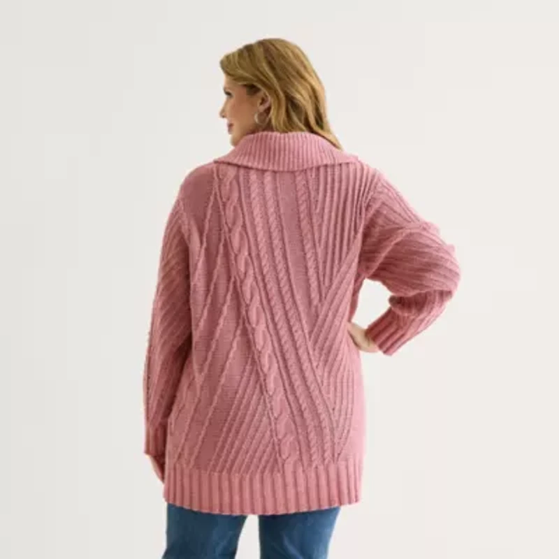 St. John's Bay Plus Womens Turtleneck Long Sleeve Pullover Sweater