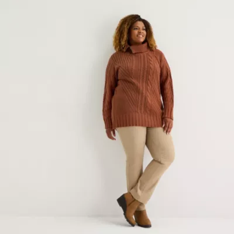 St. John's Bay Plus Womens Turtleneck Long Sleeve Pullover Sweater
