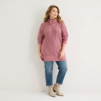 St. John's Bay Plus Womens Turtleneck Long Sleeve Pullover Sweater